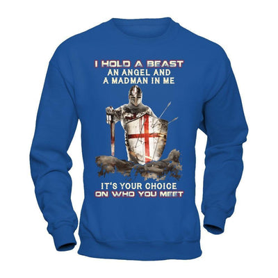 Knight Templar I Hold A Beast An Angel And A Madman In Me-T-Shirt & Hoodie-Crewneck Sweatshirt-Royal