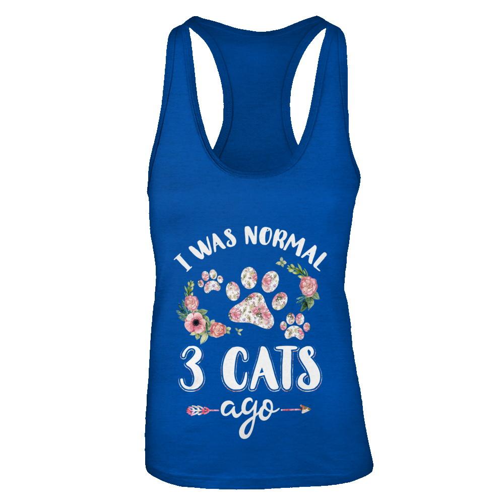 I Was Normal Three Cats Ago-T-Shirt & Tank Top-Women's Ideal Racerback Tank-Royal