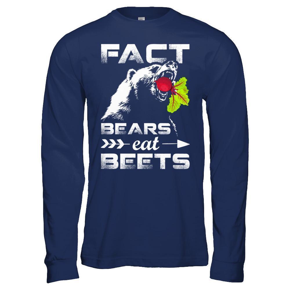Fact Bears Eat Beets-T-Shirt & Hoodie-Long Sleeve T-Shirt-Navy