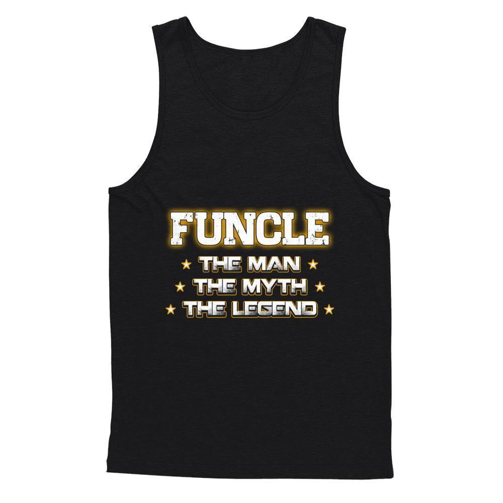 Funcle The Myth The Man The Legend Funny Uncle-T-Shirt & Hoodie-Unisex Tank-Black