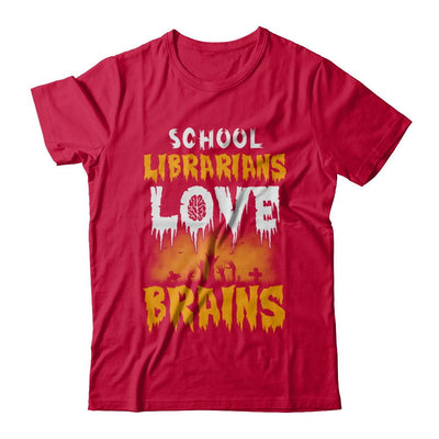 School Librarians Love Brains Halloween Costume-T-Shirt & Hoodie-Classic T-Shirt-Red