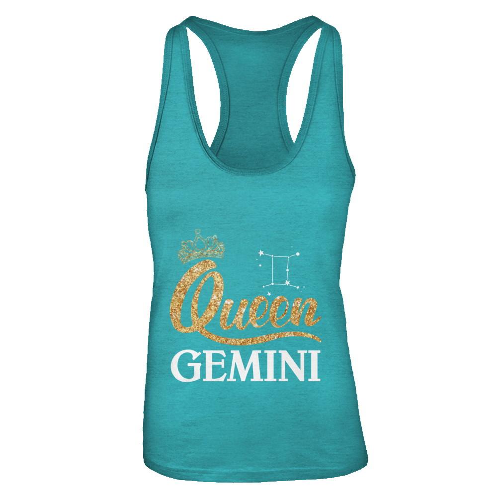 Queen Gemini Zodiac May June Birthday Gift-T-Shirt & Tank Top-Women's Ideal Racerback Tank-Tahiti Blue