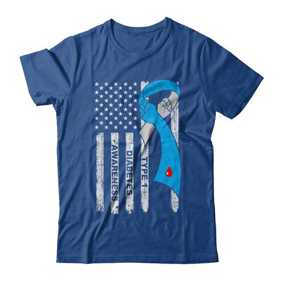 Type 1 Diabetes Awareness Support T1D Flag Ribbon-T-Shirt & Hoodie-Classic T-Shirt-Royal