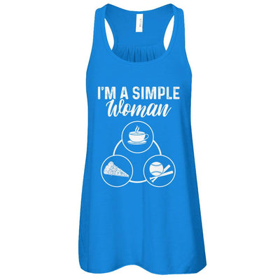 I'm A Simple Woman Coffee Pizza Softball-T-Shirt & Tank Top-Women's Flowy Racerback Tank-True Royal