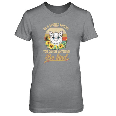 In A World Where You Can Be Anything Be Kind Cat Sunflow-T-Shirt & Tank Top-Women's T-Shirt-Sport Grey