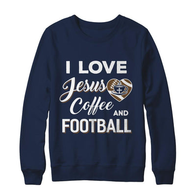 I Love Jesus Coffee & Football-T-Shirt & Sweatshirt-Crewneck Sweatshirt-Navy