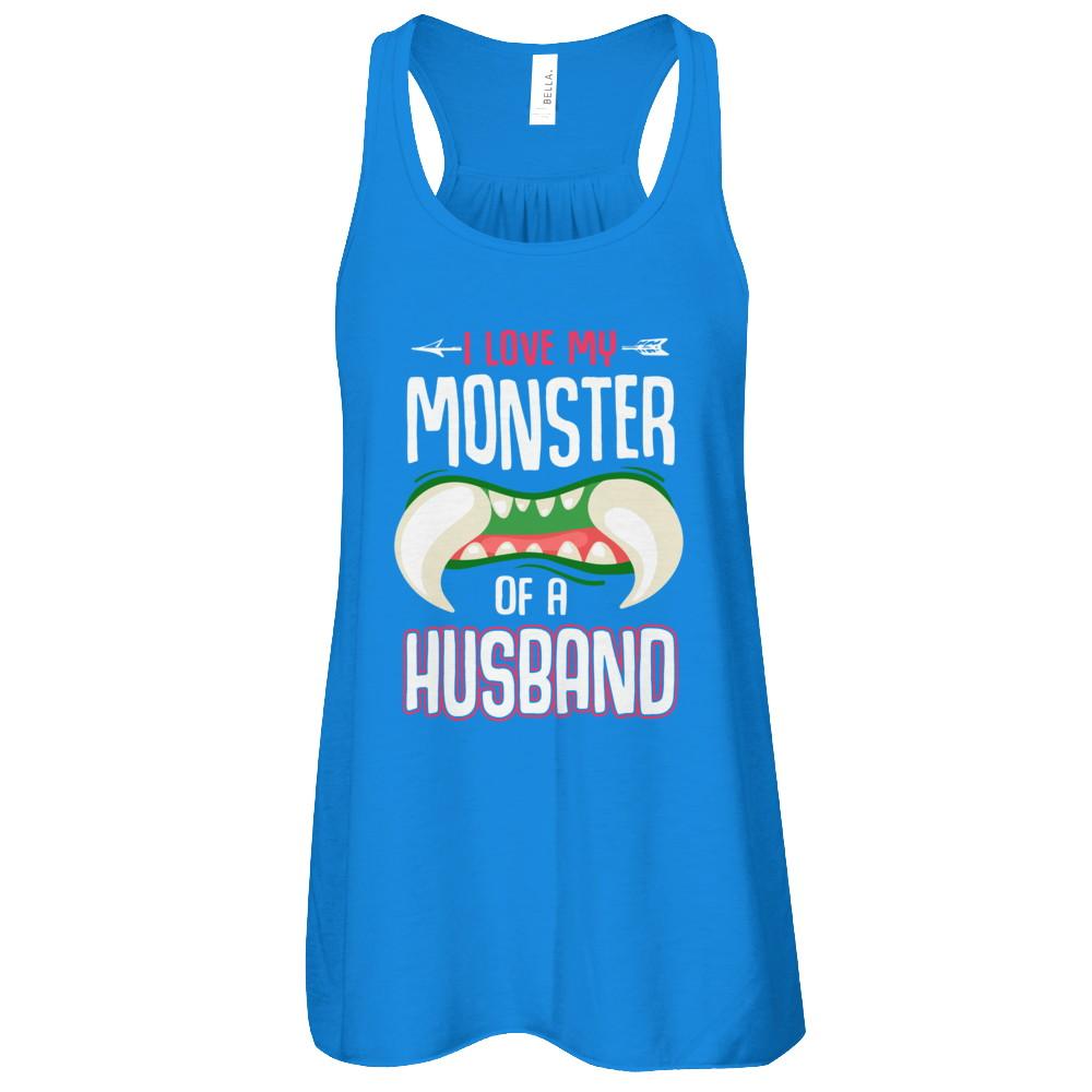 Monster Of A Husband Funny Couples Halloween-T-Shirt & Tank Top-Women's Flowy Racerback Tank-True Royal