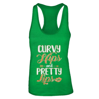 Black Woman Curvy Hips And Pretty Lips-T-Shirt & Tank Top-Women's Ideal Racerback Tank-Kelly Green