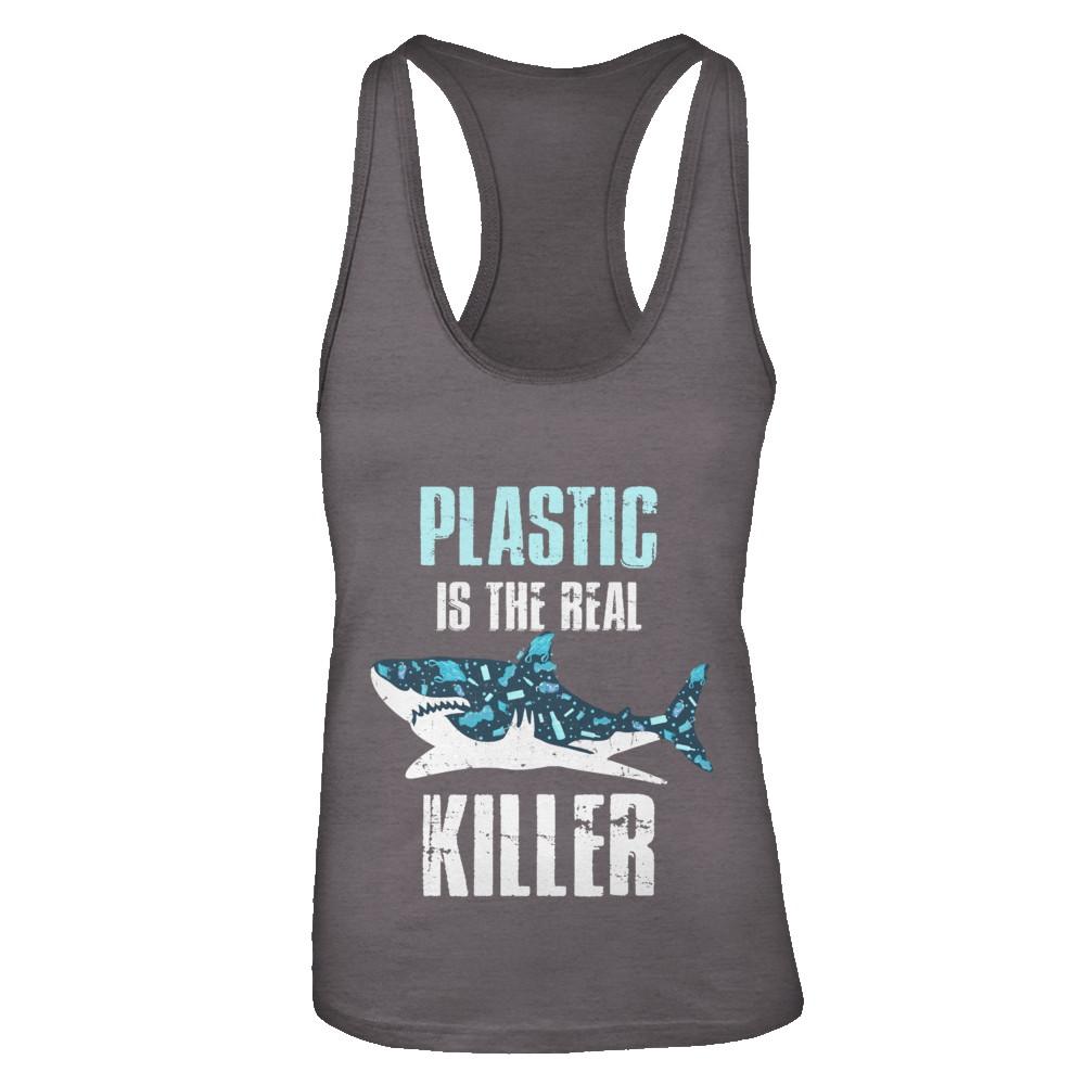 Plastic Is The Real Killer Save Ocean Quote-T-Shirt & Tank Top-Women's Ideal Racerback Tank-Dark Grey