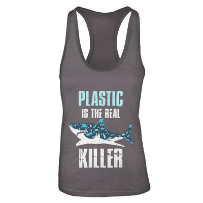 Plastic Is The Real Killer Save Ocean Quote-T-Shirt & Tank Top-Women's Ideal Racerback Tank-Dark Grey