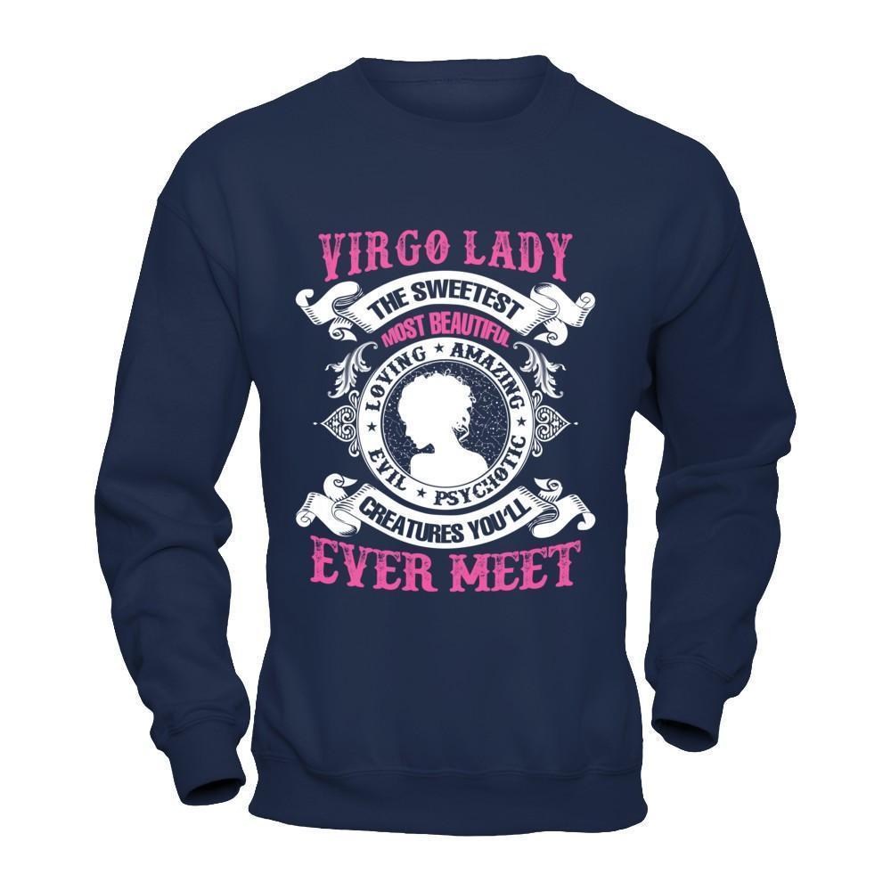 Virgo Lady The Sweetest Most Beautiful Love Amazing-T-Shirt & Hoodie-Crewneck Sweatshirt-Navy