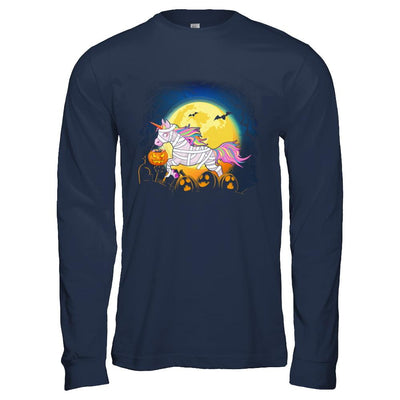 Halloween Pumpkin Unicorn Gift For Kids Girls-T-Shirt & Hoodie-Long Sleeve T-Shirt-Navy