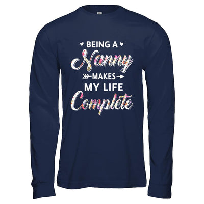 Being A Nanny Makes My Life Complete Mothers Day-T-Shirt & Hoodie-Long Sleeve T-Shirt-Navy