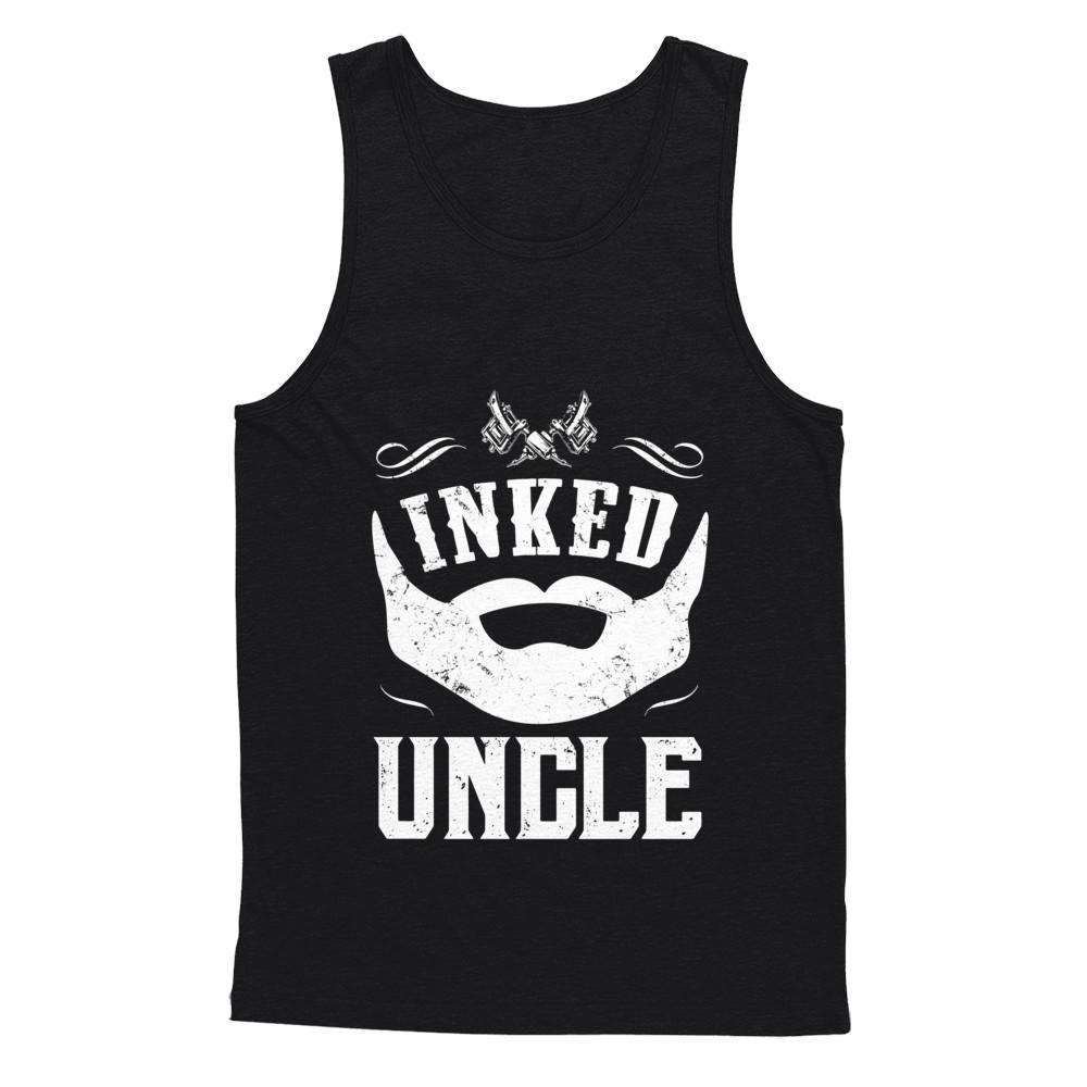Inked Uncle Bearded Man Tattooed Tattoos-T-Shirt & Hoodie-Unisex Tank-Black