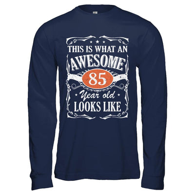 Vintage This Is What An Awesome 85 Year Old 1936 Birthday-T-Shirt & Hoodie-Long Sleeve T-Shirt-Navy