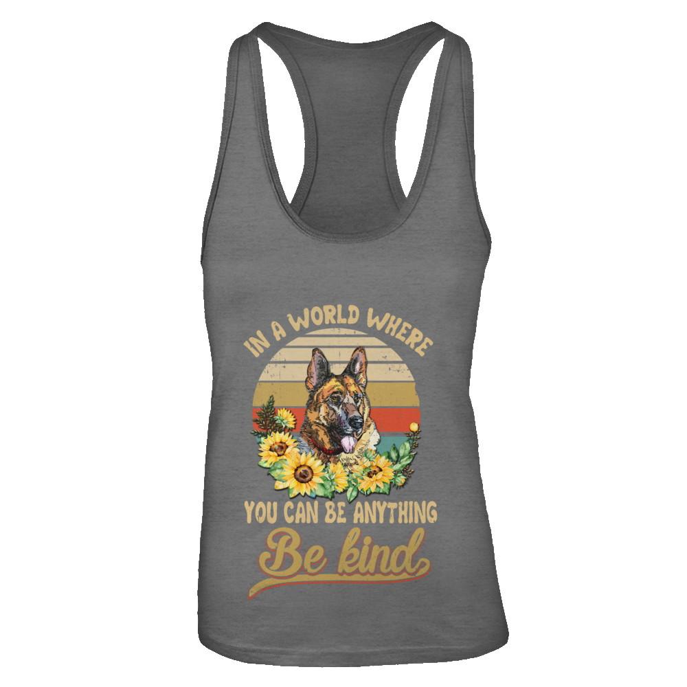 In A World Where You Can Be Anything Be Kind German Shepherd Sunflow-T-Shirt & Tank Top-Women's Ideal Racerback Tank-Dark Grey
