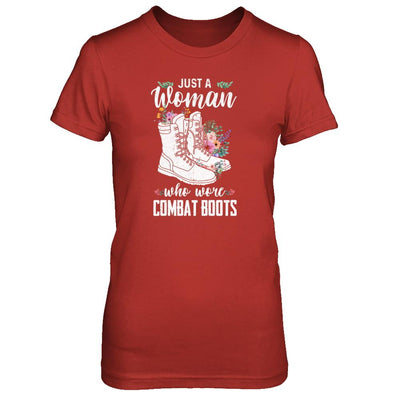 Just A Woman Who Wore Combat Boots Veteran-T-Shirt & Tank Top-Women's T-Shirt-Red