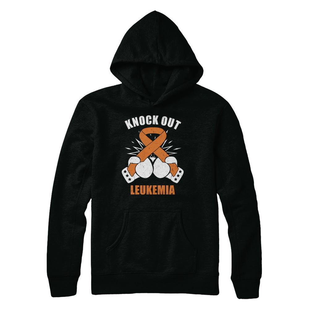 Boxing knock out Leukemia Awareness Support-T-Shirt & Hoodie-Pullover Hoodie-Black