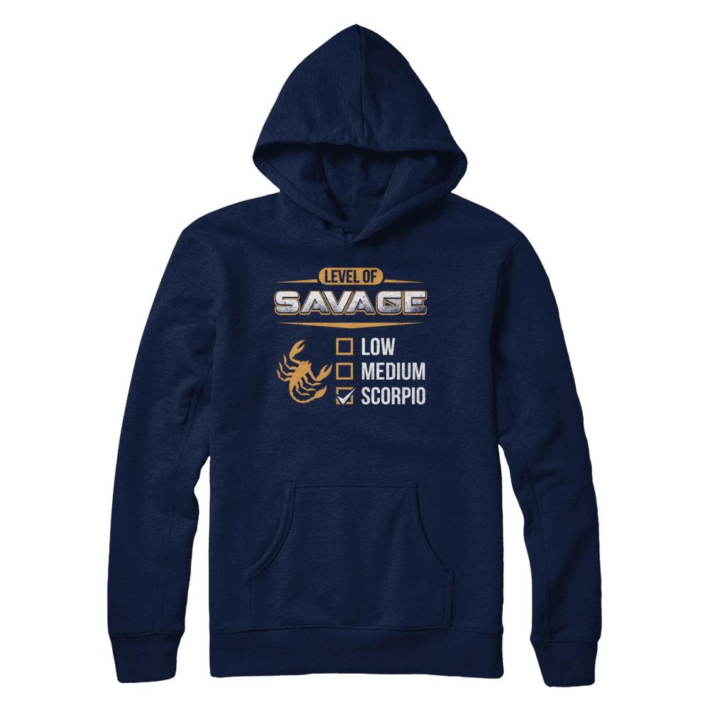 Level Of Savage Scorpio-T-Shirt & Hoodie-Pullover Hoodie-Navy