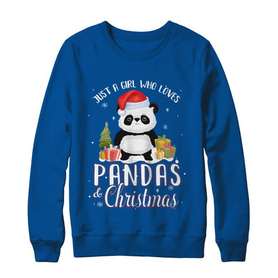 Just A Girl Who Loves Pandas And Christmas-T-Shirt & Sweatshirt-Crewneck Sweatshirt-Deep Royal