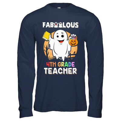 Faboolous Fabulous 4th Grade Teacher Halloween-T-Shirt & Hoodie-Long Sleeve T-Shirt-Navy