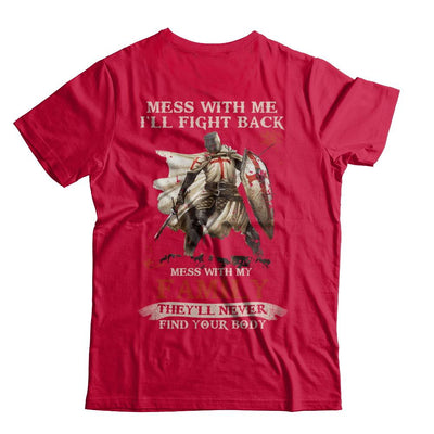 Knight American Mess With Me I'll Fight Back Mess With My Family-T-Shirt & Hoodie-Classic T-Shirt-Red