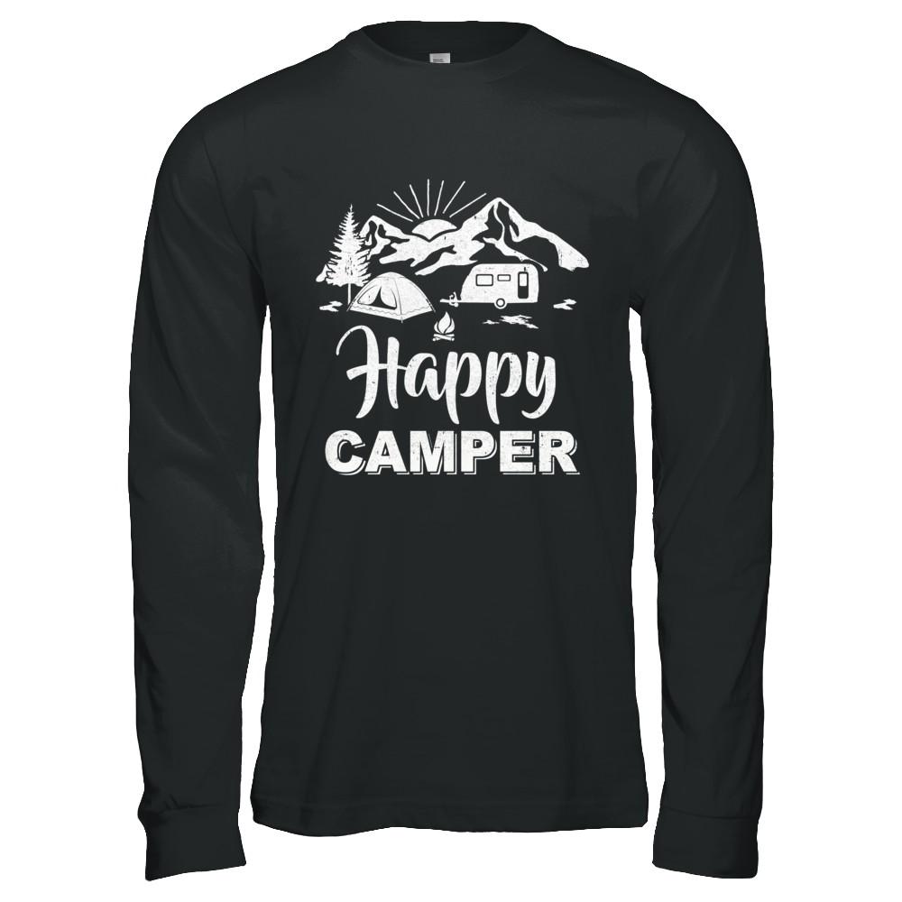 Happy Trailer Camper Grandpa Papa Grandma Camping-T-Shirt & Hoodie-Long Sleeve T-Shirt-Black