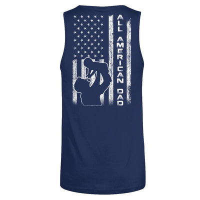 All American Dad Flag-T-Shirt & Hoodie-Unisex Tank-Navy