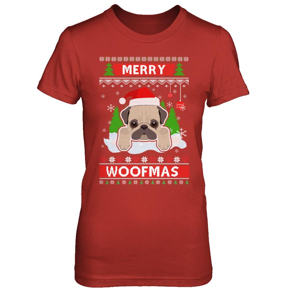 Pug Merry Woofmas Ugly Christmas Sweater-T-Shirt & Sweatshirt-Women's T-Shirt-Red
