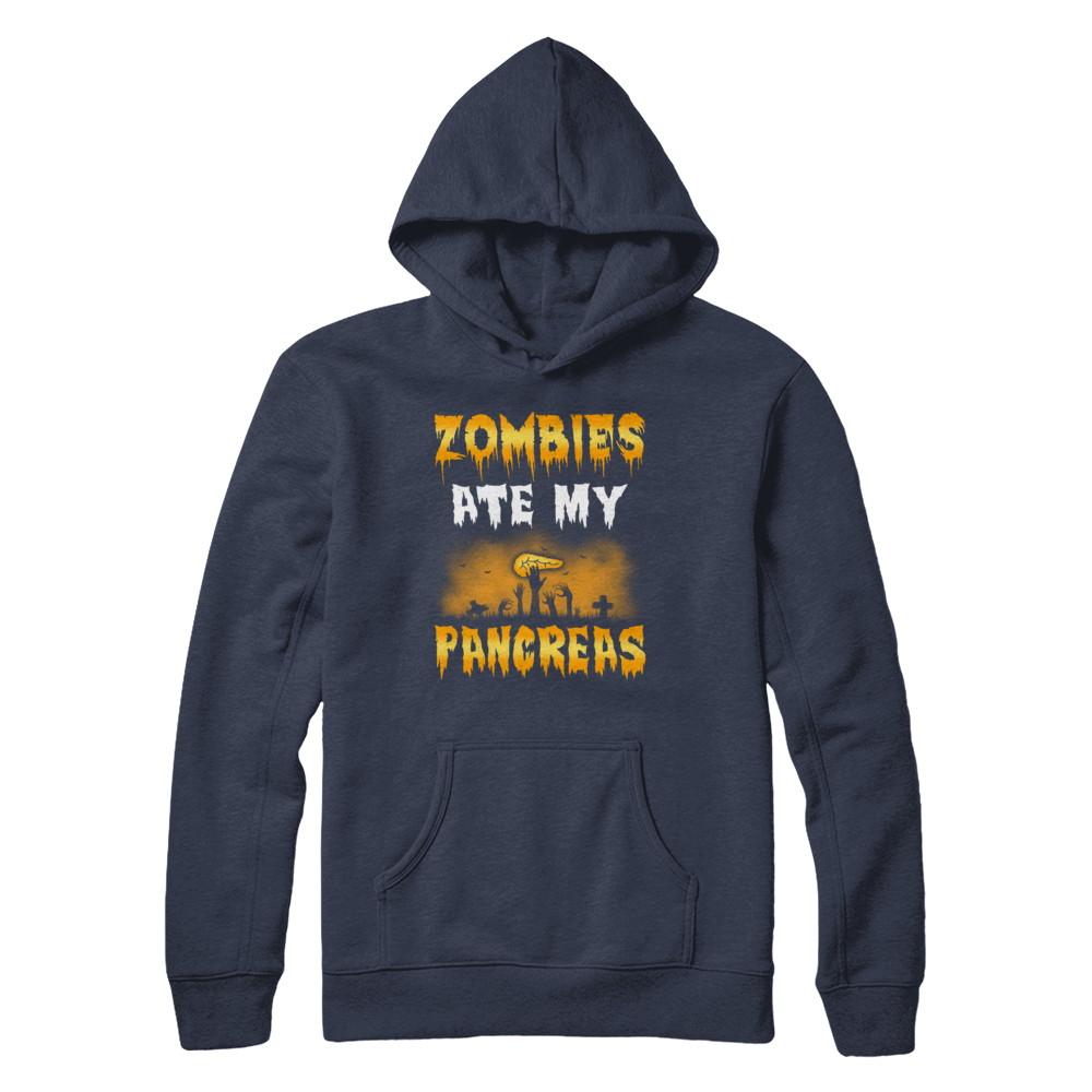 Zombies Ate My Pancreas Halloween Costume-T-Shirt & Hoodie-Pullover Hoodie-Navy