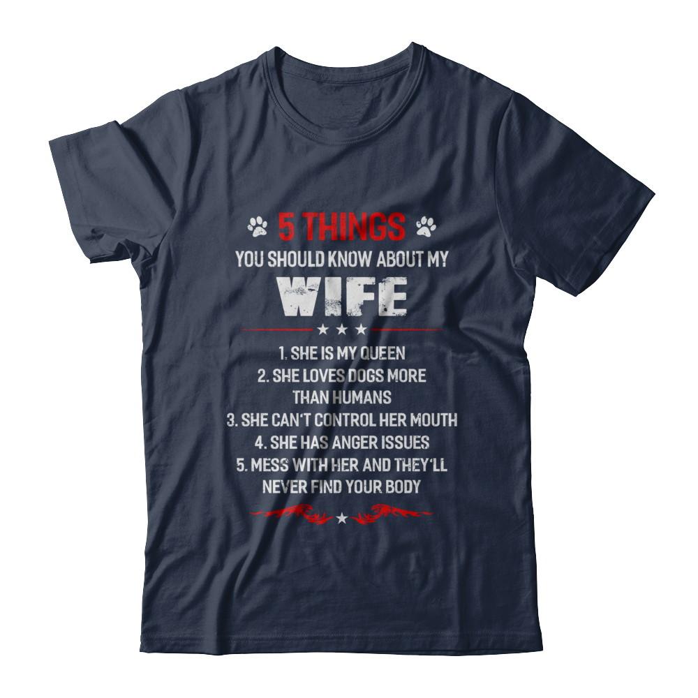 5 Things You Should Know About My Wife Dogs Husband-T-Shirt & Hoodie-Classic T-Shirt-Navy