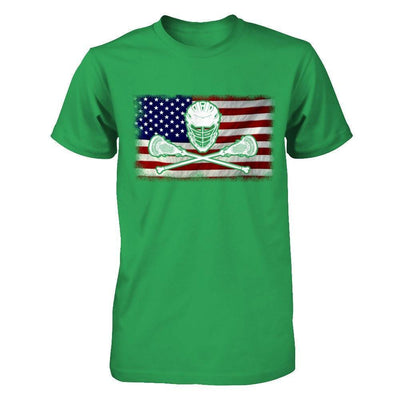 Lacrosse Helmet Crossed America Flag-T-Shirt & Hoodie-Premium T-Shirt-Kelly Green