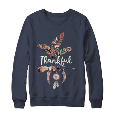 Thankful Feather And Arrow Fall Vintage Thanksgiving-T-Shirt & Sweatshirt-Crewneck Sweatshirt-Navy