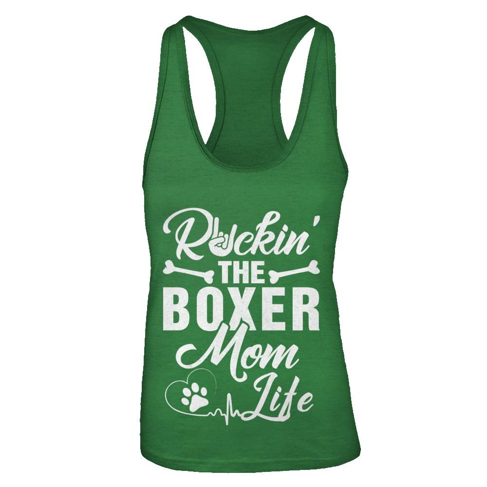 Rockin The Boxer Mom Life-T-Shirt & Tank Top-Women's Ideal Racerback Tank-Kelly Green