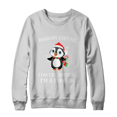Funny Penguin I Can't Fly Christmas Gift-T-Shirt & Sweatshirt-Crewneck Sweatshirt-White