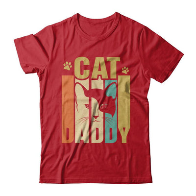 Retro Vintage Daddy Cat Father's Day Gift-T-Shirt & Hoodie-Classic T-Shirt-Red