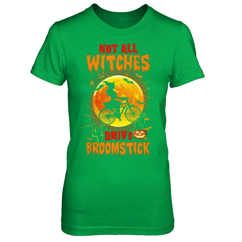 Not All Witches Drive Broom Funny Halloween Bicycle-T-Shirt & Sweatshirt-Women's T-Shirt-Irish Green