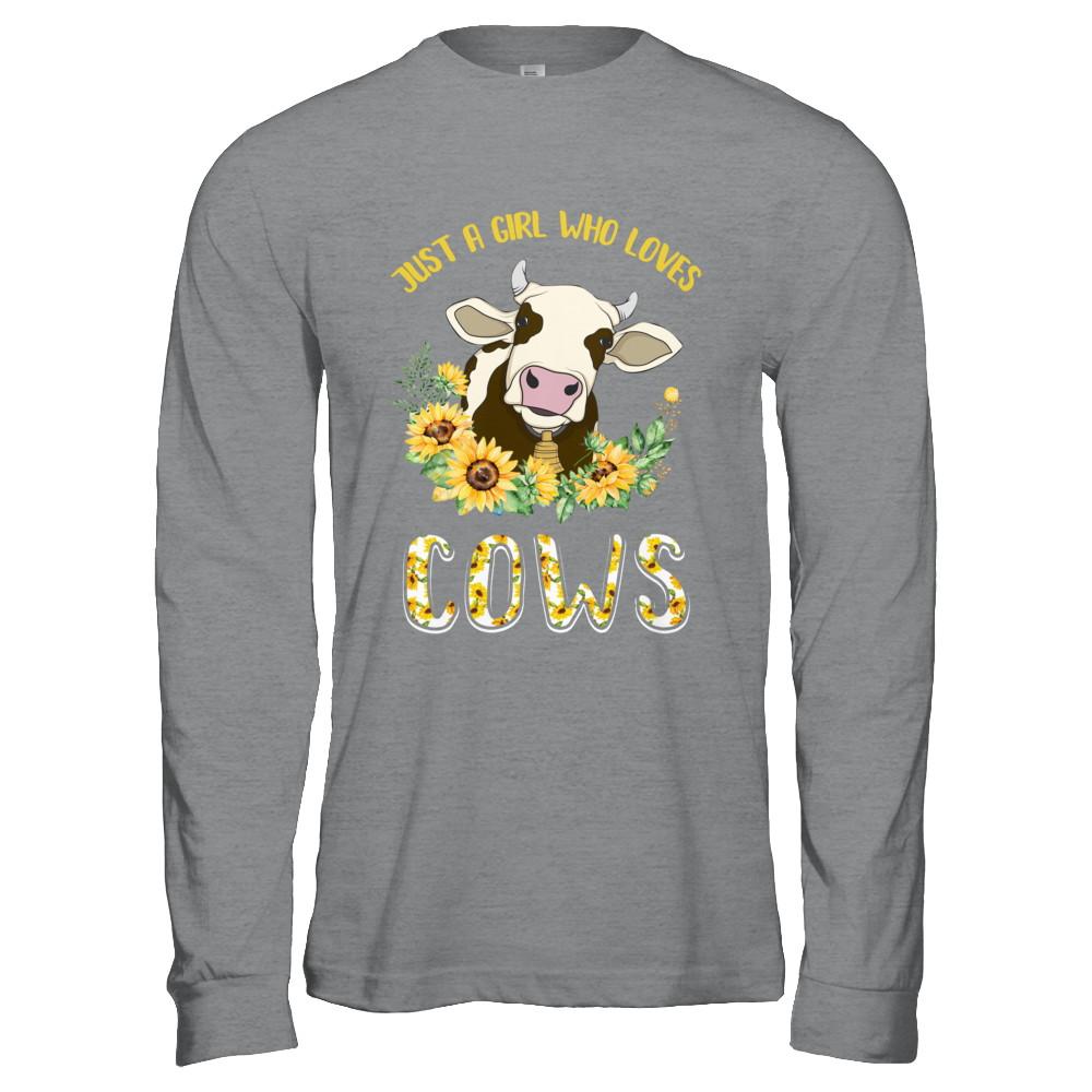 Just A Girl Who Loves Cows And Sunflowers-T-Shirt & Hoodie-Long Sleeve T-Shirt-Sport Grey