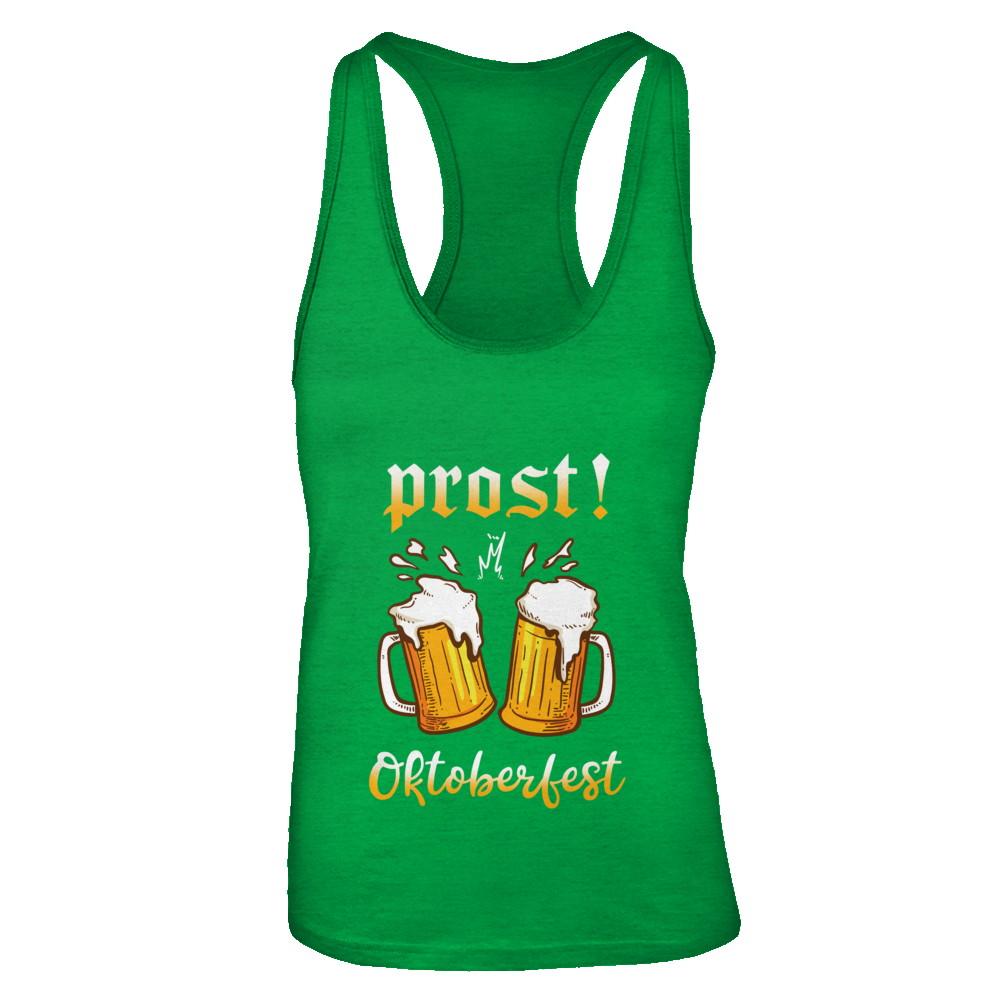 Oktoberfest Prost Cheers In German Drinking Beer 2021-T-Shirt & Tank Top-Women's Ideal Racerback Tank-Kelly Green