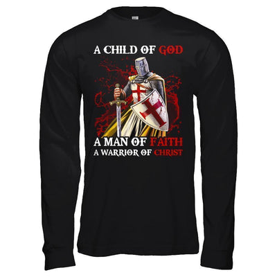 Knights Templar A Child Of God A Man Of Faith A Warrior Of Christ-T-Shirt & Hoodie-Long Sleeve T-Shirt-Black