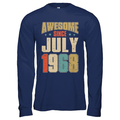 Vintage Retro Awesome Since July 1968 53th Birthday-T-Shirt & Hoodie-Long Sleeve T-Shirt-Navy
