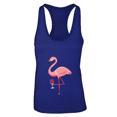 Wine Lover's Pink Flamingo Fun Party Wine-T-Shirt & Tank Top-Women's Ideal Racerback Tank-Royal