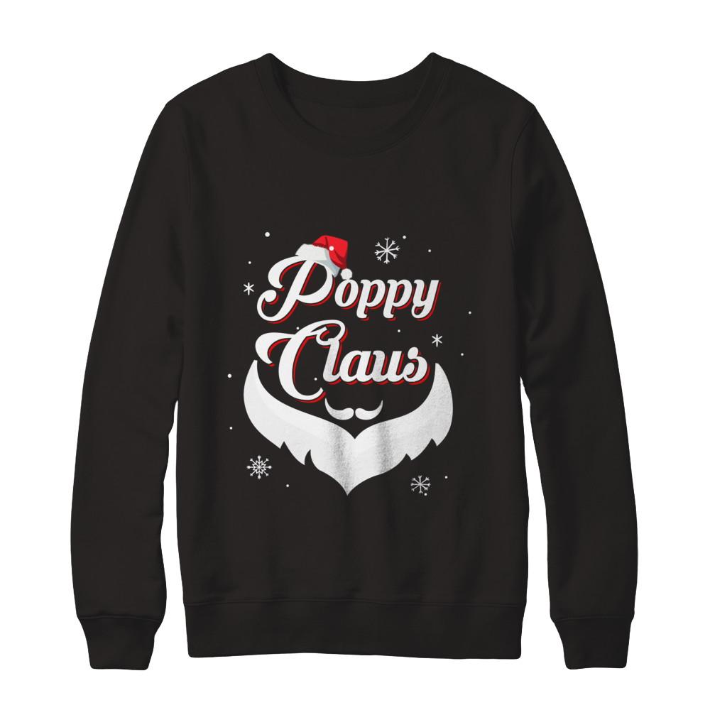 Santa Beard Matching Christmas Pajamas Poppy Claus-T-Shirt & Sweatshirt-Crewneck Sweatshirt-Black