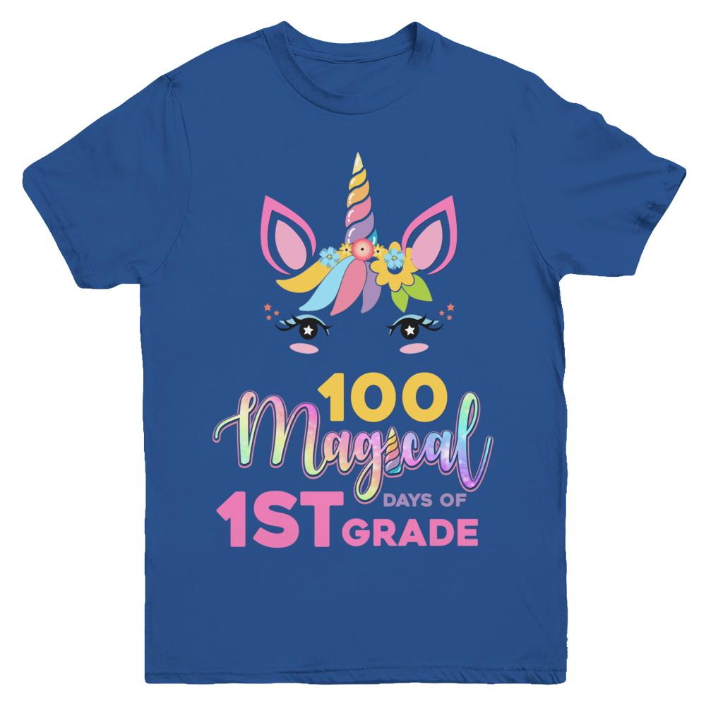100 Magical Days Of 1St Grade School Unicorn Girl Gift Youth-Youth Shirt-Youth T-Shirt-Royal