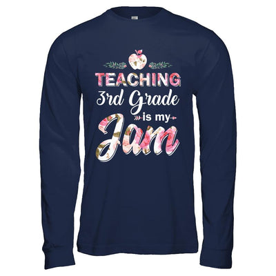 Teaching 3rd Grade Is My Jam Back To School Teacher-T-Shirt & Hoodie-Long Sleeve T-Shirt-Navy