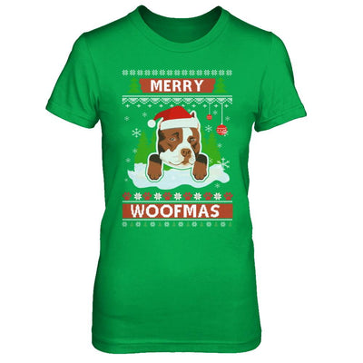 Pitbull Merry Woofmas Ugly Christmas Sweater-T-Shirt & Sweatshirt-Women's T-Shirt-Irish Green