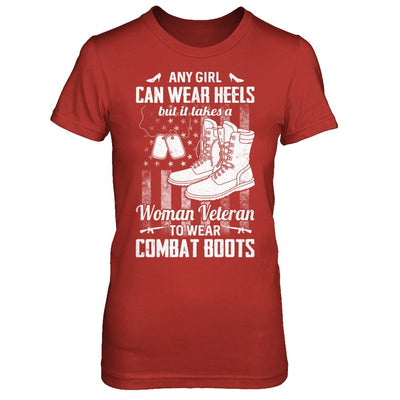 Woman Veteran To Wear Combat Boots-T-Shirt & Hoodie-Women's T-Shirt-Red