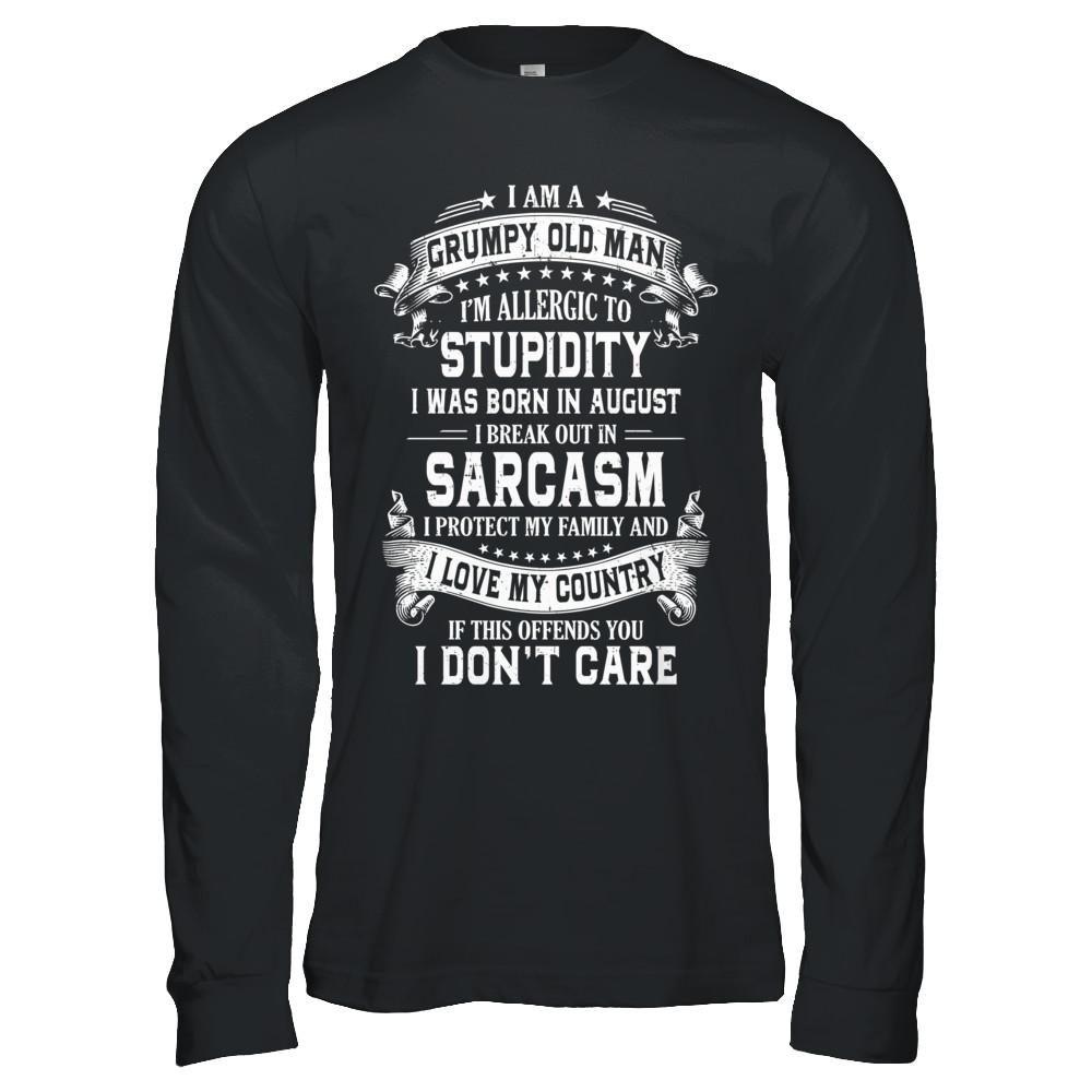 I Am A Grumpy Old Man I Was Born In August Birthday-T-Shirt & Hoodie-Long Sleeve T-Shirt-Black