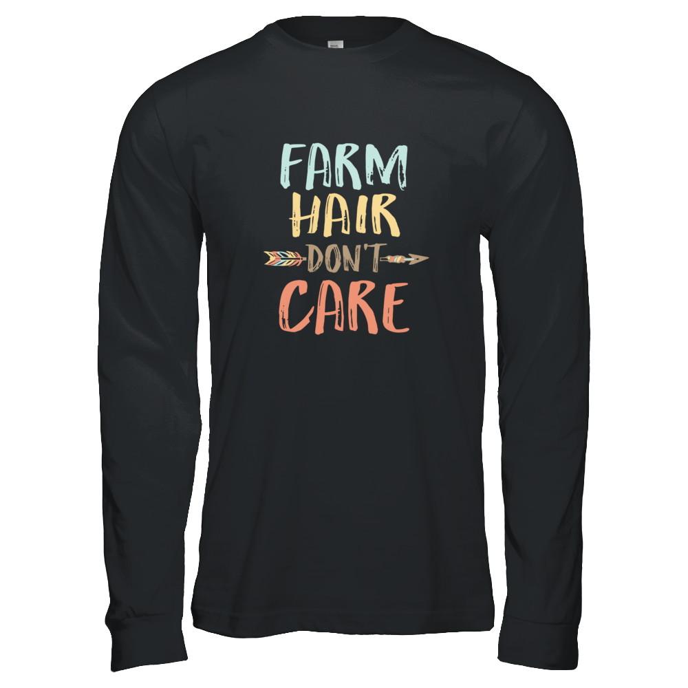 Farm Hair Don't Care Farming Farmer Women-T-Shirt & Tank Top-Long Sleeve T-Shirt-Black