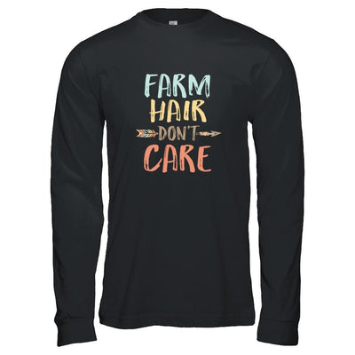 Farm Hair Don't Care Farming Farmer Women-T-Shirt & Tank Top-Long Sleeve T-Shirt-Black